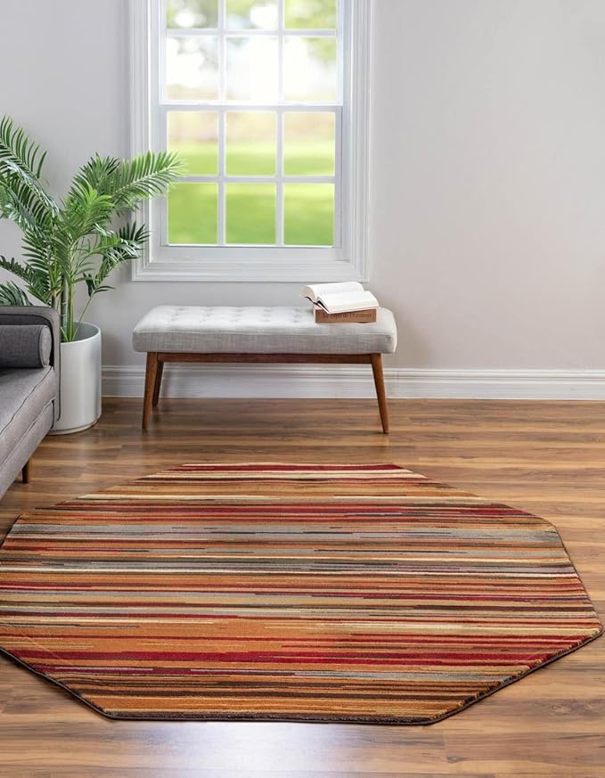 Unique Loom Barista Collection Area Rug - Icatu (7' 1" Octagon, Beige/Brown)