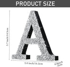 Qunclay 5.7" Silver Crystal Diamond Bling Letters Crushed Diamond Decoration Wooden Glitter Letter with Screw and Hooks Rhinestone Gift for Wedding Y2k Mcbling Bedroom Wall Decor (Letter A)