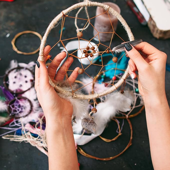 Patelai 20 Pcs Metal Rings for Crafts Dream Catcher Rings, Macrame Hoops for DIY, 5 Sizes Metal Floral Hoop for Floral Macrame Wall Hanging Dream Catcher and Crafts (Gold)