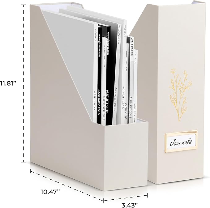Beautiful Magazine Holder Set of 3 - Sturdy File Holder to Organize Your Desk Or Shelves - The Perfect Office Storage to Effortlessly Organize Your Paperwork/Files, Magazines, Books Or Binders