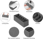 3 Packs Fabric Belt Organizer, 6 Grids Belt Organizer for Closet and Drawer, Foldable Dresser Drawer Organizers, Tie Storage -Dark Grey