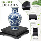 Chunful 1 Pcs Square and Rectangle Wooden Display Stand Wood Vase Display Base Pedestal Stand Vase Lamp Riser for Vases Lamp Teapot Trophy Collectibles Home Decor (Black,6.7 x 6.7 x 2 Inch)