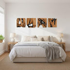WELLAND 4 Pieces of Handmade Wall Sculptures, Rustic Abstract Wall Decor for Living Room, Bedroom, Bathroom, Dining Room, Home Office