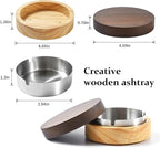 Cute Ashtrays for Cigarettes Smokeless Ash Tray with Stainless Steel Liner Windproof Wooden Ashtray with Lid for Home Office Tabletop Outside Patio