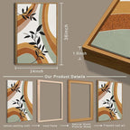 BINCUE Extra Large Boho Abstract Wall Art Abstract Line Wall Decor Mid Century Modern Artwork Boho Plants Wall Pictures Orange Abstract Paintings Orange Art Prints for Living Room Bedroom Office 24x36 Inches 3 Pieces