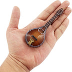 Wooden String Miniature Mandolin Hanging Ornament Mini Musical Instrument Replica Holiday Tree Home Decoration Display Ornament (4.72" Mandolin)
