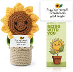 Valentines Day Gifts for Him Her, Handmade Crochet Flowers Sunflower, Emotional Positive Support Crochet, Christmas, Mothers Day, Birthday Gifts for Moms, Home Decor, Gifts for Mom with Gift Box
