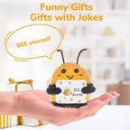 WenmthG „Be Yourself“ Emotional Gifts - Funny Positive Crochet Honeybee, Handmade Doll Support Animals Gifts for Women Men Friends Coworkers
