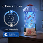 Jellyfish Night Light Water Snow Globe with Music and 2 Soothing Melodies, Rotating Ocean Scene Lamp with 6 Hours Timer, USB Powered or 3 AA Battery Operated Gift for Kids Adults Bedroom Nursery