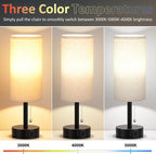 Fenmzee Bedside Table Lamps Set of 2-3 Color Temperatures Pull Chain Lamp with AC Outlet Charging Port, Round Night Stand Lamps for Bedroom Guest Room Office, Small Bed Side Light with E26 LED Bulbs