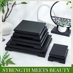 Chunful 2 Pcs Square Wooden Display Stand Wood Vase Display Base Black Pedestal Stand Square Vase Riser for Vases Teapot Trophy Collectibles Aquarium Lamp Home Decoration(7.9 x 7.9 x 2 Inch)