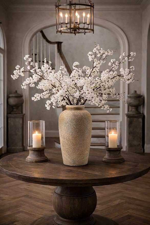 Emotionally Grounded Vase, Vaseking Large Ceramic Rustic Vase, 11 inch Minimalist Decorative Farmhouse Tall Vases for Home Decor, Living Room, Enterway, Table Decoration, Brown