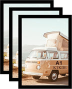 KTKDE A1 Black Modern Picture or Poster Frame 3 Pack,23.4x33 Poster Frame Black Woodgrain, Vertical & Horizontal Wall Hanging Large Picture Frame for Photos, Posters & Art Prints