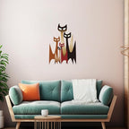 Wesiti Cat Wall Art Decor Iron Wall Sculptures Decor for Cats Lover 10.6 x 15.7 Inches Colorful Mid Century Cat Retro Signs for Home Living Room Bedroom Kitchen Office(Modern)