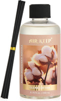 Airkeep Reed Diffuser Oil Refill with Diffuser Sticks, 6.76 Fl Oz(200ml) Clean Cotton Scented Oils, Aroma Therapy, Home Fragrance & Air Freshener, Office Décor, Decoration