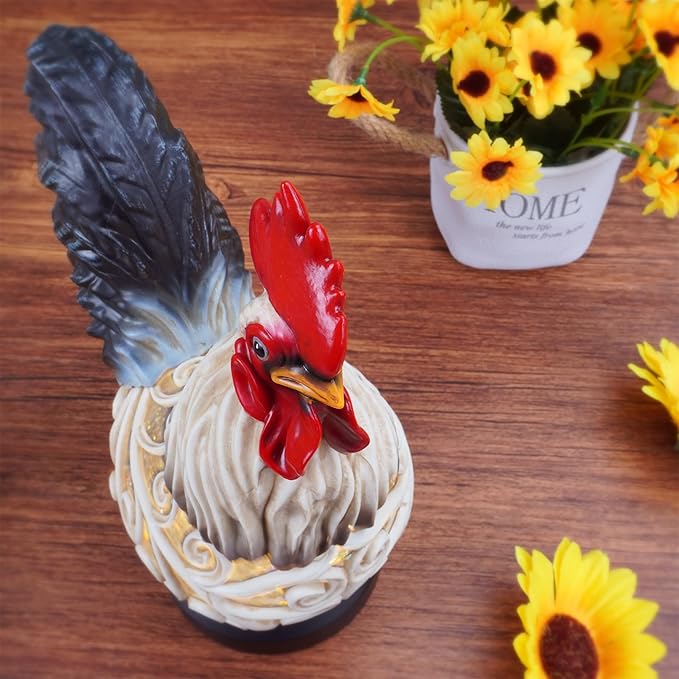 Spring Rooster Snow Globe Decor with 6H Timer, Swirling Glitter Rooster Snowglobe Decorations, USB/Battery Operated, Rooster Glitter Globe for Spring Holiday Home Decor and Gift