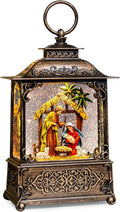 Christmas Snow Globes Lantern with Music, Jesus Christ Nativity Scene Snow Globe with Swirling Glitter Effects, USB/Battery Powered with 6-Hour Timer, Christmas Decorations