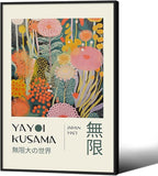 Abstract Yayoi Kusama Posters Japanese Wall Art Vintage Tokyo Aesthetic Prints Yayoi Kusama Inspired Japanese Gallery Wall Art for Stylish Room Bedroom Living Room Decor 24x36in Black Framed