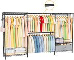 Coat Rack Clothes Wardrobe：Closet Organizer and Storage Clothing Garment Rack with Shelves Heavy Duty for Hanging Clothes Portable Adjustable Black 15.8" DX69 WX76.5 H