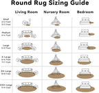 OLANLY Taupe Round Rugs for Bedroom - Machine Washable, 9 ft Circle Area Rugs for Living Room, Soft and Fluffy Shaggy Carpet for Teen Girl and Boys, Nursery Rooms, Dorms, Home Decor Aesthetic