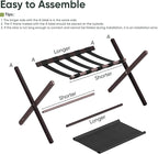 Luggage Rack, Folding Luggage Rack for Guest Room, Brown Bamboo Suitcase Stand Holds up to 131 lb, Luggage Stand with Storage Shelf for Hotel, Bedroom (1 Pack)