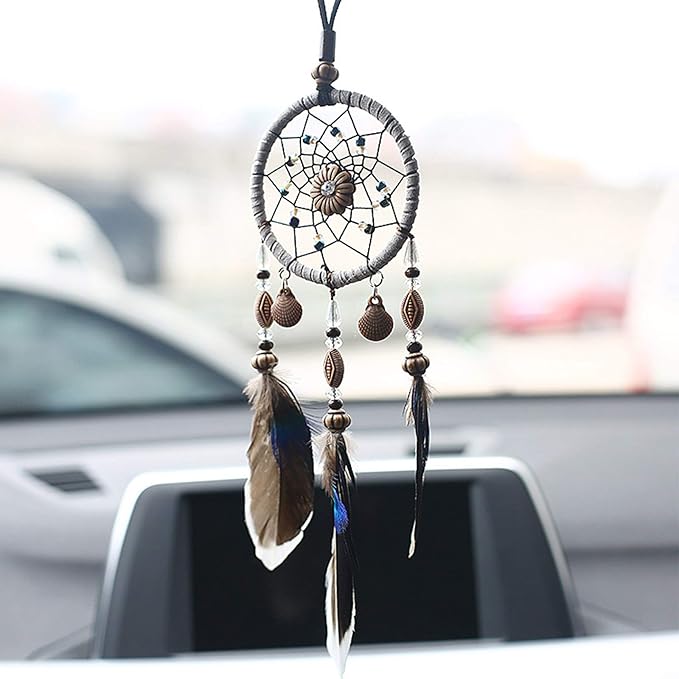 Feather Dream Catcher Pendant, Small Dream Catchers Car Charm for Hanging Decorations