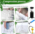 6 Pack Hanging Vacuum Storage Bag, 43.3 x 27.6 inch Hanging Vacuum Sealer Storage Space Saver Bags, Reusable Space Saver Bags, for Suits, Dress, Jackets, Clear