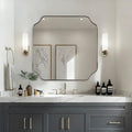 ANDY STAR 30"x30" Chrome Square Mirror, Polished Nickel Scalloped Bathroom Mirror for Over Sink, Modern Decorative Mirror with Designer Rounded Notched Corners, Anti-Rust SUS304 Frame
