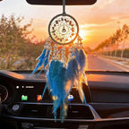 Dream Catcher Car Rear View Mirror Pendant,Car Charm Crystal Small Dream Catchers for Rearview Mirror Hanging,Dreamcatcher car Charm Ornament Gift(Blue)