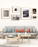 Egofine 4x6 Picture Frames Set of 4, Made of Solid Wood Covered by Plexiglass 3x4.5 and 3.5x5 with Mat or 4x6 without Mat, for Table Top Display and Wall Mounting Photo Frame, Oak Wood