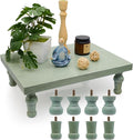 Wooden Riser Decorative Tray, Farmhouse Wood Pedestal Stand, Rustic Tray Riser Display Stand, Coffee Bar, Dining Room, Centerpiece, Kitchen, Bathroom Table Decor (Green)