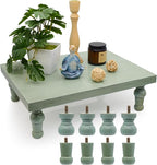 Wooden Riser Decorative Tray, Farmhouse Wood Pedestal Stand, Rustic Tray Riser Display Stand, Coffee Bar, Dining Room, Centerpiece, Kitchen, Bathroom Table Decor (Green)
