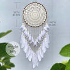 Large White Dream Catcher, Handmade Big Dream Catchers for Bedroom Wall Hanging Wedding Party Decor with a Greeting Card Gift (11.8 Inches in Diameter)