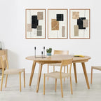 KAlRNE Neutral Abstract Framed Canvas Wall Art Set of 3(24”X36”),Black Beige and Brown Wall Decor,Modern Minimalist Block Lines Art Prints For Living Room Bedroom Office