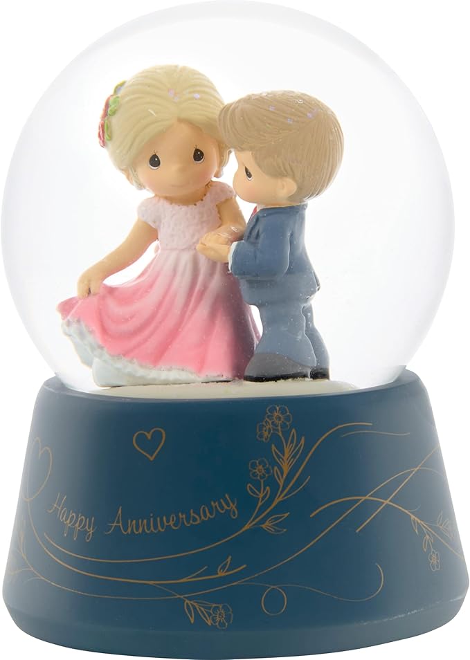 Precious Moments 252103 You Make Life Beautiful Anniversary Musical Figurine with Glass Globe, Romantic Dancing Couple Snow Globe, Plays Let Me Call You Sweetheart