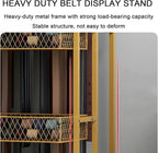 Heavy Duty Belt Display Stand, Metal Belt Rack with 360° Rolling Wheels, Multi-Functional Accessory Display for Belts/Scarves/Wallets, Retail Belt Organizer for Store/Closet/Boutique