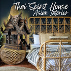 Large Wood Carved Thai Spirit House Model, Asian Inspired Home Decor, 15 Inches Tall