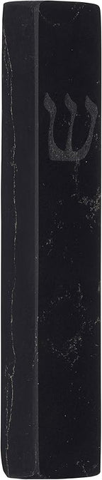 A&S Mezuzot Quartz Mezuzah Case with Engraved Shin Design Easy Peel and Stick Judaica Door Mezuza (Black Quarts, 6 Inches)
