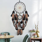 Dream Catchers with Luminous Beads Dream Catchers for Adults Handmade Native American Hanging Wall Decor Ornament for Bedroom Brown