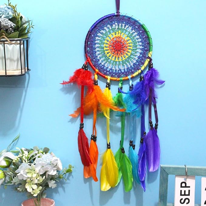 Handmade Dream Catchers Wall Decor,Boho Feather Dreamcatcher with Natural Elements,Unique Home Decor Gift for Bedroom, Living Room (Mixing Color 21.7in)