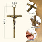 KUXBET Crucifix Cross, Metal Vintage Crucifix with Jesus Crucifix, My Heart/Encouragement Gift Pocket Stress Cross Fidget for Christian Faith, Prayer, Christmas Gifts (4.1inch, Antique)