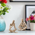 Reading Thinker Statue, Sculptures Abstract Art Ornament, Modern Aesthetic Figurine Decoration Set of 2 Status for Home Living Room Bedroom Office Shelf Table Desk Bookshelf Decor (Sandstone)