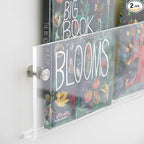 2-Pack Acrylic Magazine Holder Vinyl Records Holder, Display Floating Bookshelves Wall Mounted, Nursery Book Shelves Wall Decor Hanging Magazine Holder for Waiting Room, Living Room, Office