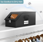 AOODA 2 PCS Stackable Hat Storage for Baseball Caps, Holds up to 24 Caps Hat Organizer for Closet, Sturdy Snapback Boxes for Men with Cardboard (Pure Black)