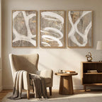 Large Framed Neutral Abstract Wall Art, Set of 3 Piece Modern Canvas Prints Paintings Artwork for Walls, Minimalist Beige Taupe White Pictures for Living Room Dining Bedroom Hallway Wall Decor 20x30In
