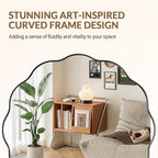 ANDY STAR Chrome Round Wall Mirror 36 inch, Polished Metal Frame Circle Bathroom Mirror in SUS304 Stainless Steel Frame, with Unique Modern Circular Wavy Design