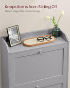 VASAGLE Shoe Cabinet with 3 Flip Drawers, Shoe Organizer, Adjustable and Removable Dividers, Holds 12-20 Pairs, Entryway, 9.4 x 23.6 x 47.7 Inches, Dove Gray ULBC036GD02S