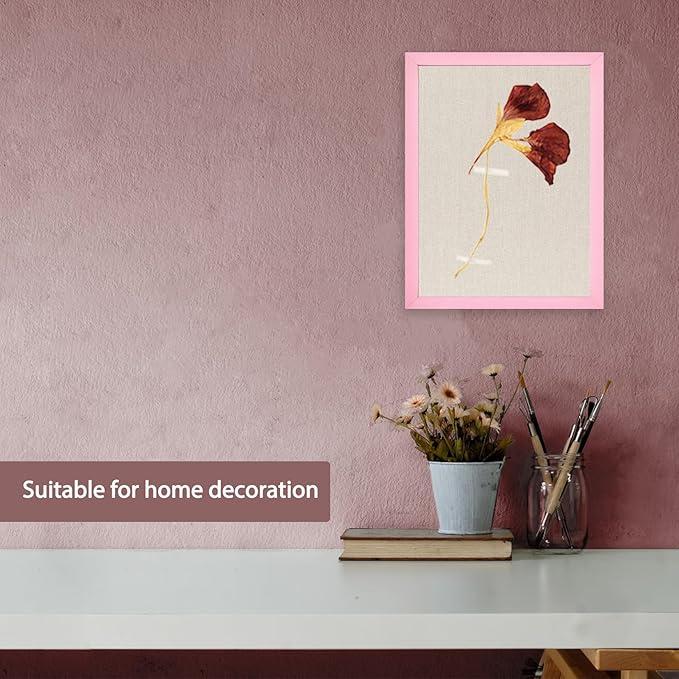 Linen Bulletin Board,13"x17" Pink Wood Frame Bulletin Boards,Beige Linen,Small Pin Board for Home Kitchen Office Decorative(PK-3343)