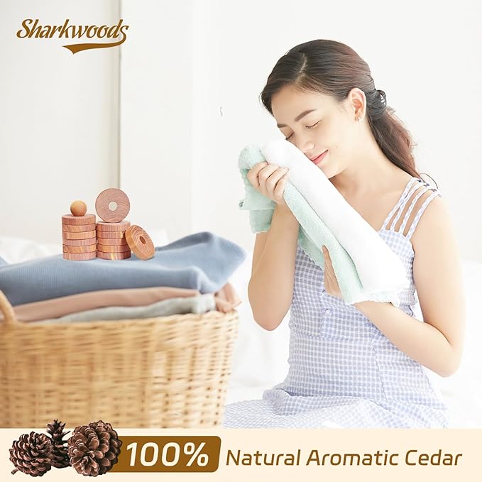 Cedar Blocks for Clothes Storage 33 Pack, 20 Rings 10 Balls 3 Storage Bags, 100% Natural Aromatic Accessories for Closets and Clothes