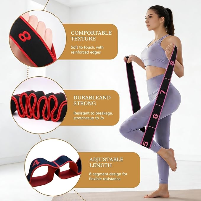 Fitness Resistance Bands with Handles, Fitness Resistance Band for Stretching and Yoga, Fashion Puller Exercise, Adjustable Bands for Full Body Stretching Shaping
